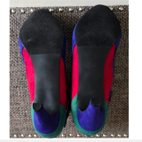 Boston Design Studio Blue, Green & Red Colorblock Women's Bootie, Size 11W - Picture 12 of 14